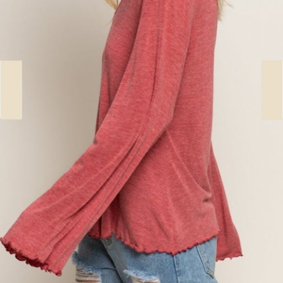 Soft Red Light Knit V-neck Sweater All Seasons - Picture 5 of 6